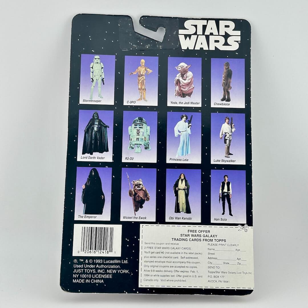 Star Wars action figure packaging with character images on a white background