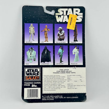 Vintage Star Wars action figure packaging with character illustrations and branding.