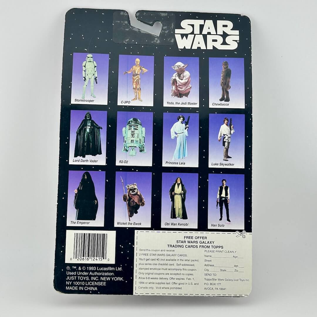 Star Wars action figure packaging with character images on a white background