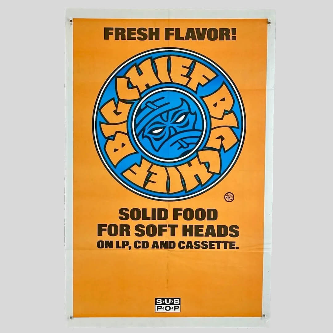 Poster with 'Big Chief' logo and text on an orange background