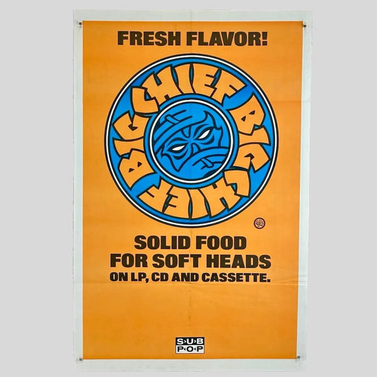 Poster with 'Big Chief' logo and text on an orange background