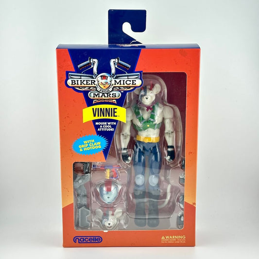 Action figure in packaging with 'Biker Mice from Mars' branding on a white background