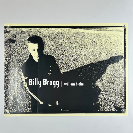 Poster with image of man standing off to left with text "Billy Bragg, William Bloke"
