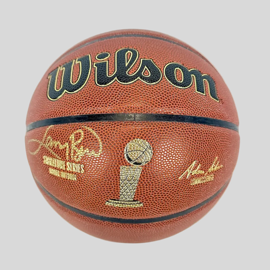 Basketball with Wilson branding and a trophy emblem on a white background