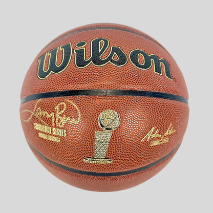 Basketball with Wilson branding and a trophy emblem on a white background