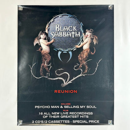Black Sabbath reunion album cover with two cherubs and a dark background
