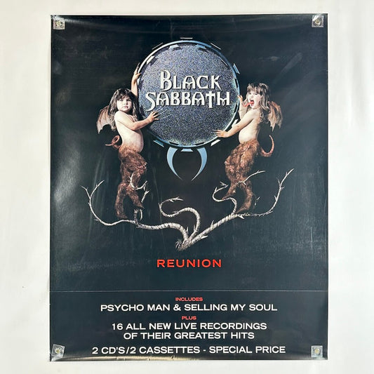 Black Sabbath reunion album cover with two cherubs and a dark background