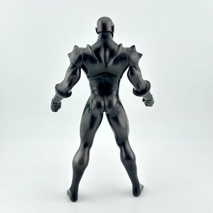 Black superhero action figure on a white background