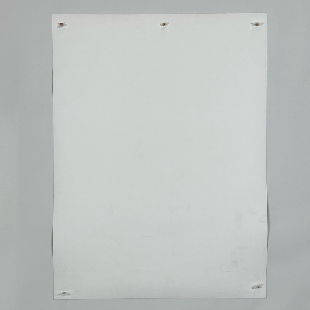 Back of poster showing no apparent damage besides some fingerprints by bottom right corner.