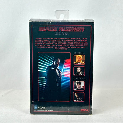 Blade Runner action figure packaging with character images and text on a white background