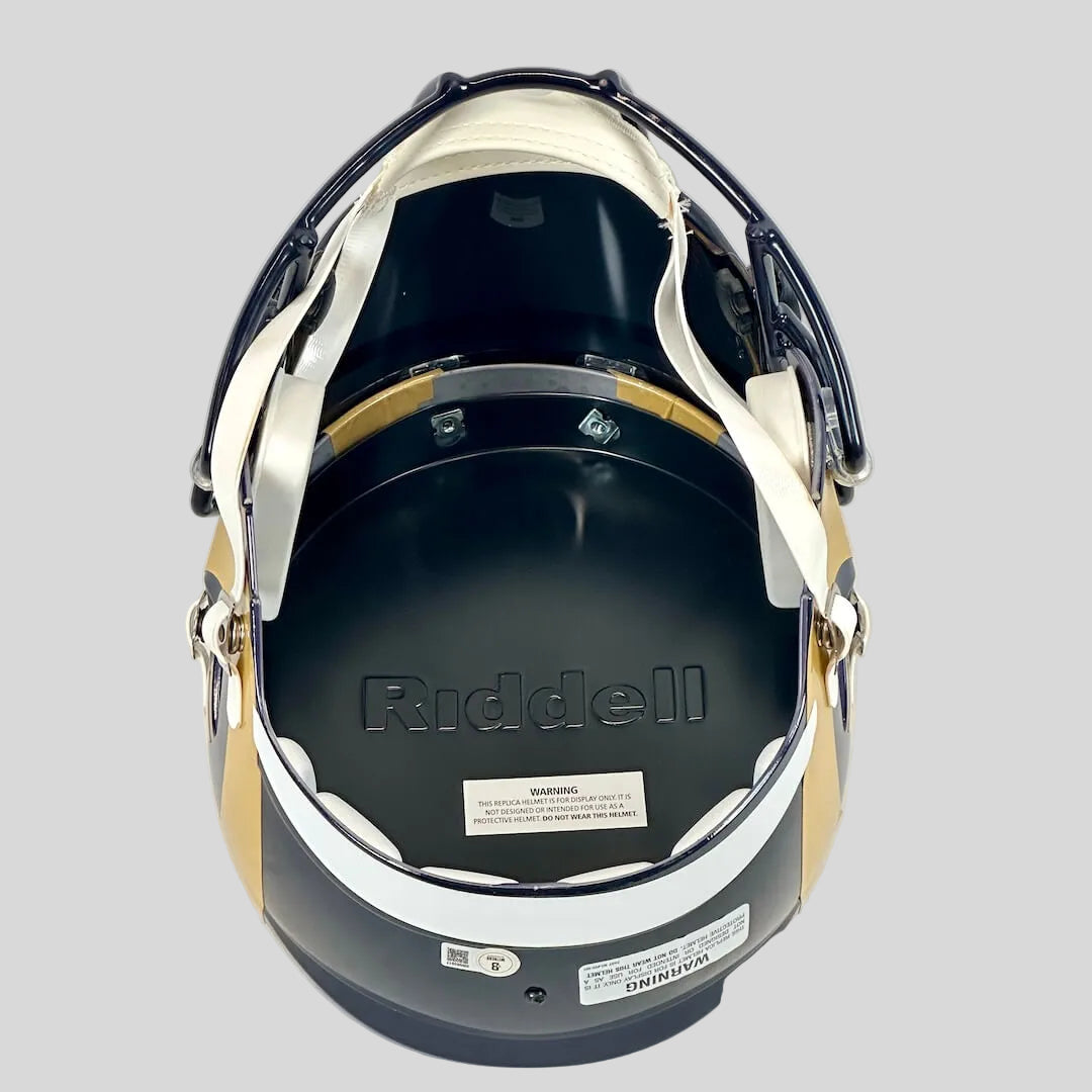 View of inside of helmet to show its a replica and not to be used. 