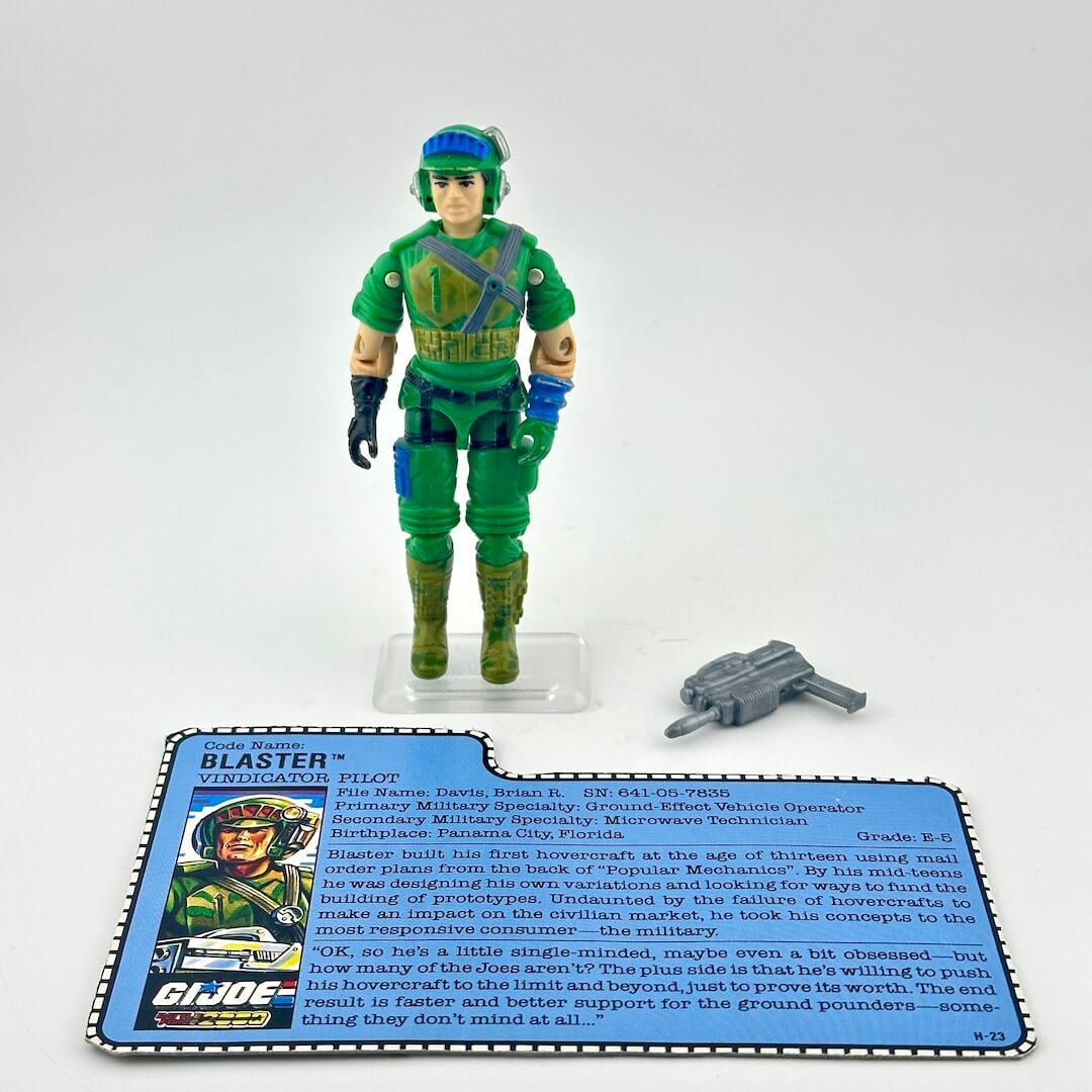 G.I. Joe action figure with character card on a white background