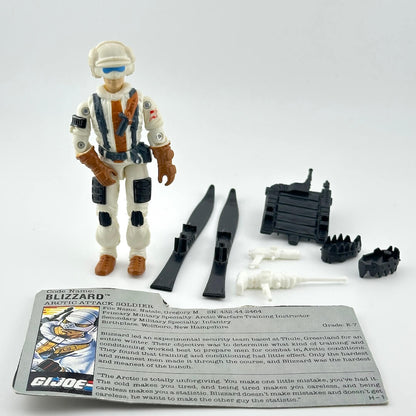 Toy figure of a Blizzard Arctic Attack Soldier with accessories on a white background