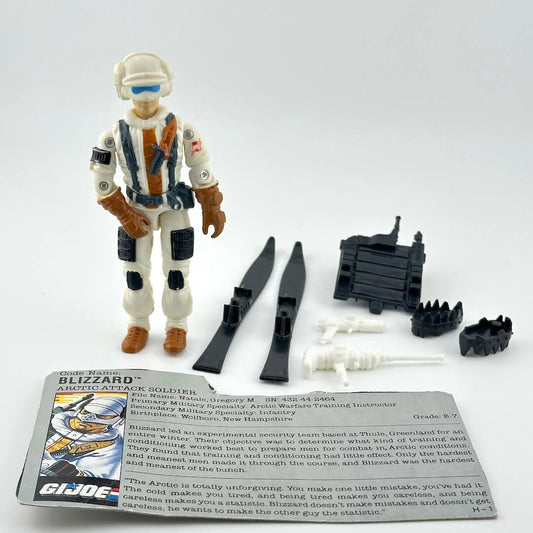 Toy figure of a Blizzard Arctic Attack Soldier with accessories on a white background