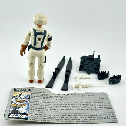Toy figure of a Blizzard Arctic Attack Soldier with accessories on a white background