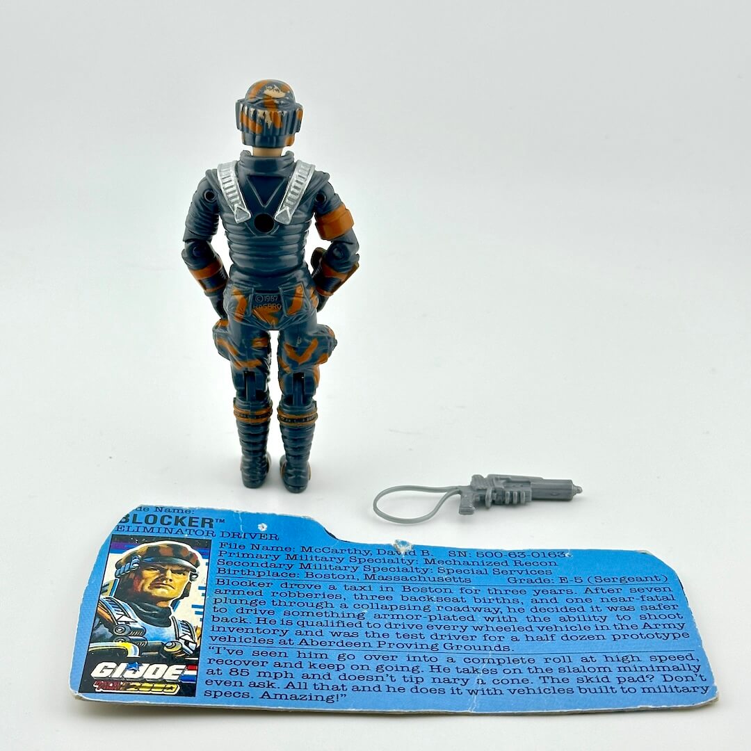 G.I. Joe action figure with accessory and character card on a white background