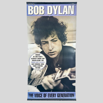 Bob Dylan poster with a portrait and text on a white background