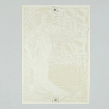 Backside of poster with ghost image of front against white background. 