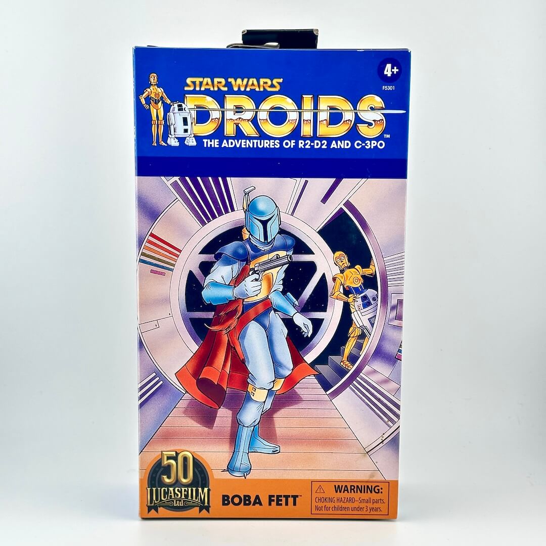 Star Wars Droids Boba Fett 50th Anniversary Lucasfilm Collectible Packaging.