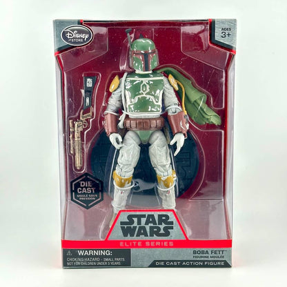 Disney Star Wars Elite Series Boba Fett die cast action figure in its original window box packaging.