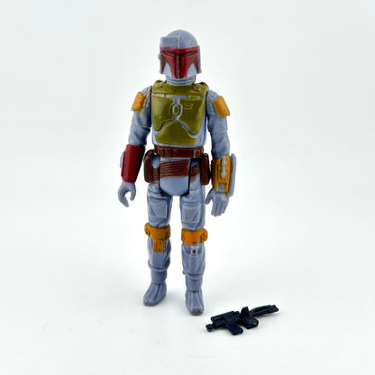Boba Fett action figure with weapon on white background. 