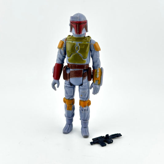 Boba Fett action figure with weapon on white background. 