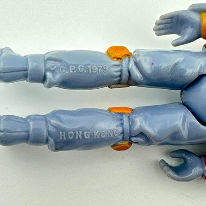 Close-up of back of figure's legs to show copyright and COO information. 