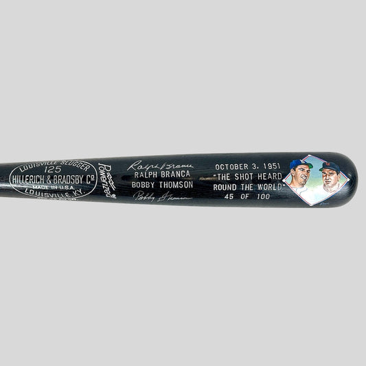 Baseball bat with engraved text and images on a white background