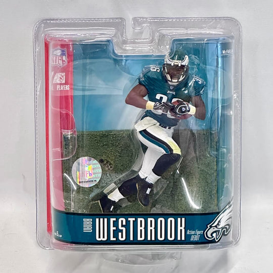Action figure of a football player in packaging with visible branding