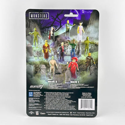 Super7 Universal Monsters action figure packaging with characters in a graveyard setting.