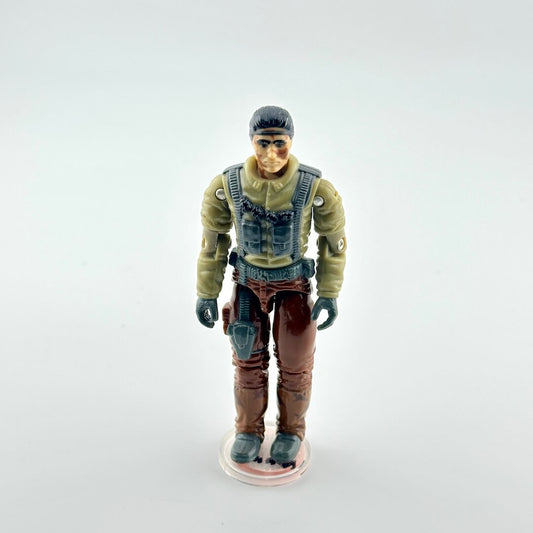 Action figure in military-style outfit on a white background