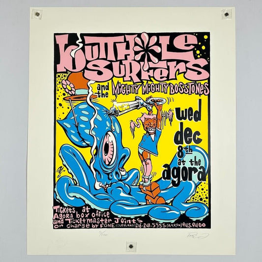 Colorful poster for a concert featuring 'Butthole Surfers' and 'Mighty Mighty Bosstones' at the Agora.