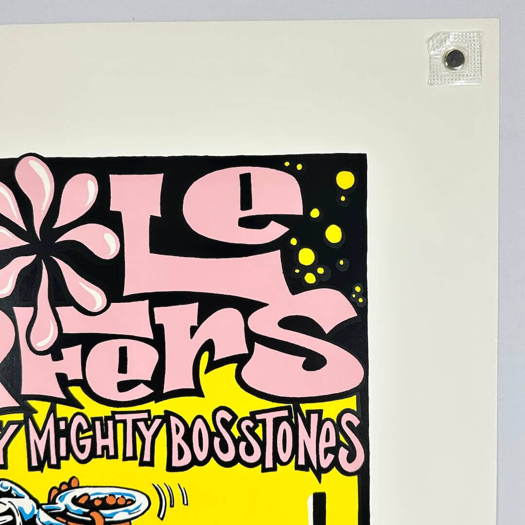 Colorful poster with 'Mighty Bosstones' text on a white background