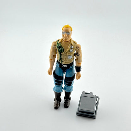 Action figure with tactical gear on a white background