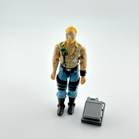 Action figure with tactical gear on a white background