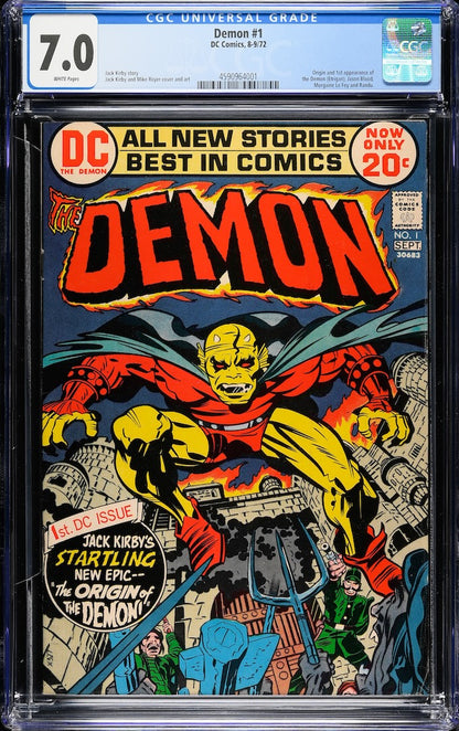 Plastic encased comic book with yellow skinned vampire flying in center. CGC information banner at top.