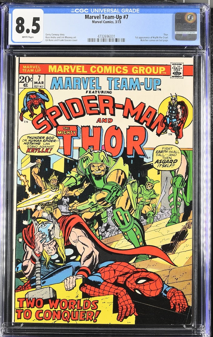Encapsulated Marvel comic book featuring Spiderman and Thor on cover. 