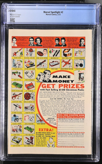 Back cover of encapsulated comic book featuring a full page ad for American Specialty Co. Christmas gifts. 