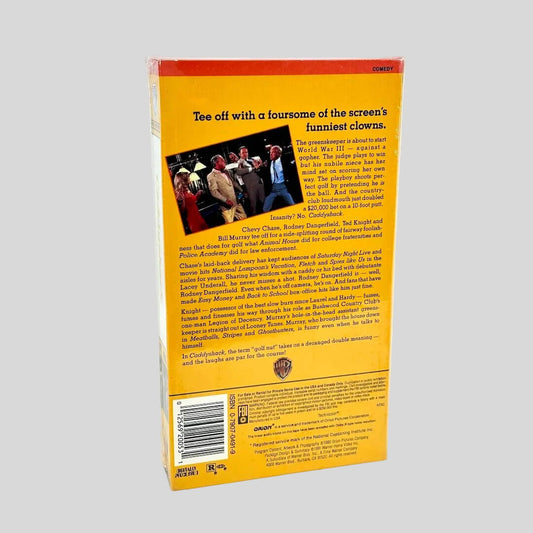 Sealed VHS with synopsis on reverse side against gray background.