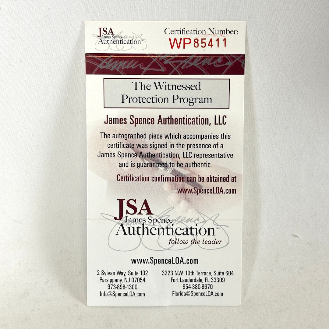 JSA witnessed protection program certificate of authenticity. 