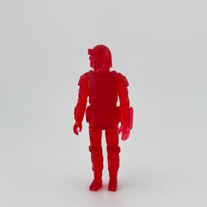 Red semi-transparent 3.5 inch custom figure of Boba Fett classic action figure, front view.