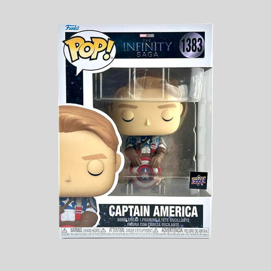 Funko Pop! Captain America figure in packaging with Infinity Saga branding