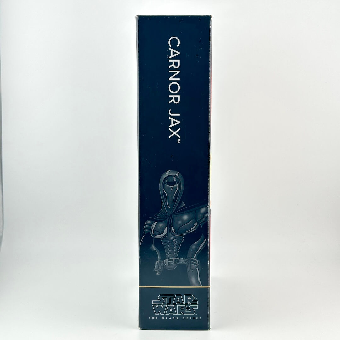 Side view of Star Wars action figure showing character sketch and Star Wars branding. 
