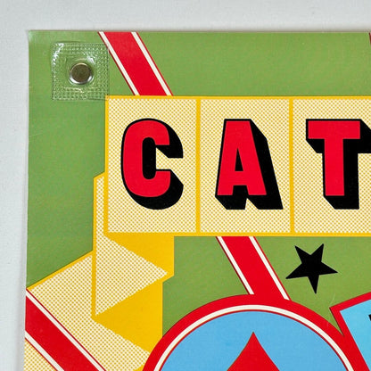 Top left corner of poster with crisp edges and sharp corner. 