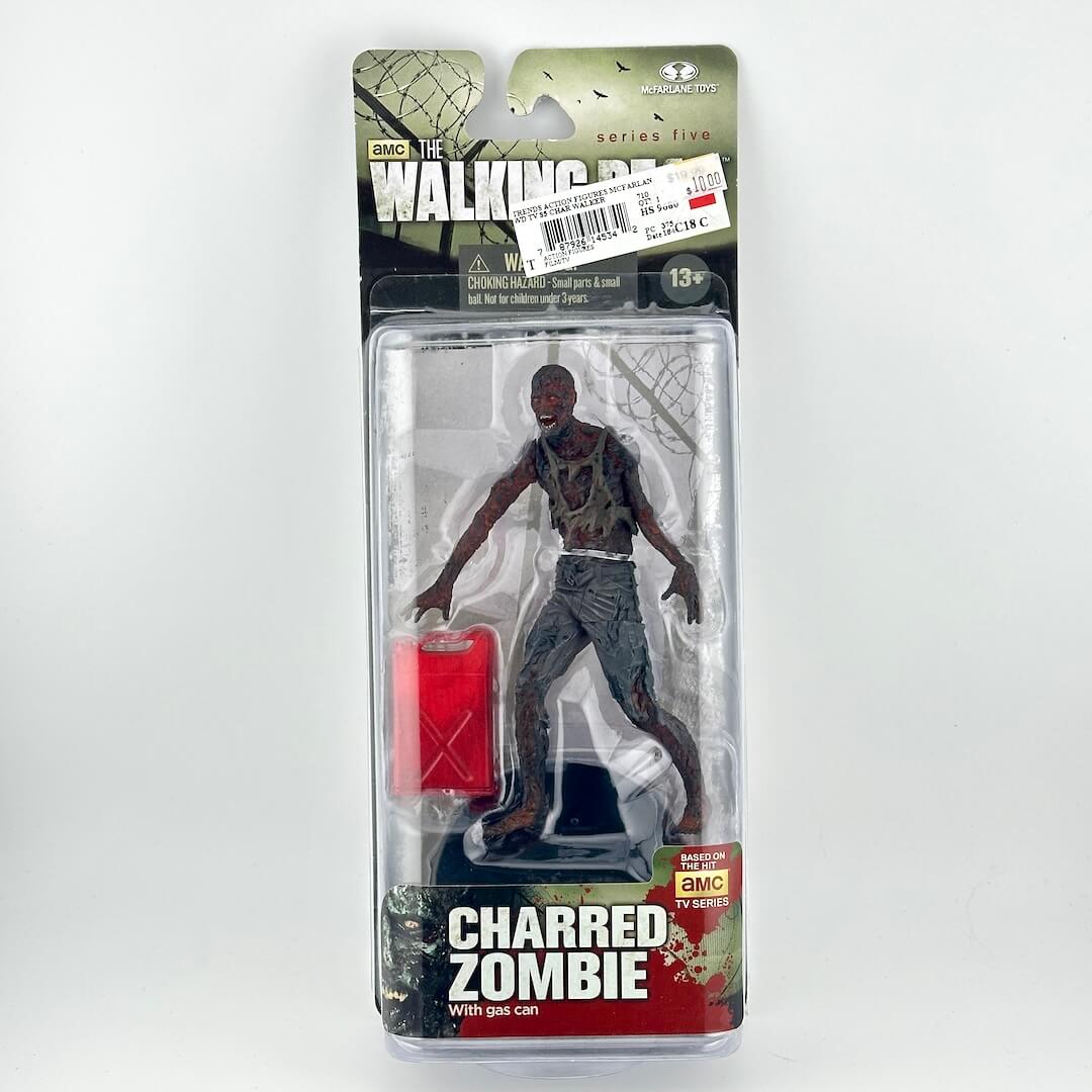 AMC The Walking Dead Series Five Charred Zombie action figure in its original blister packaging.