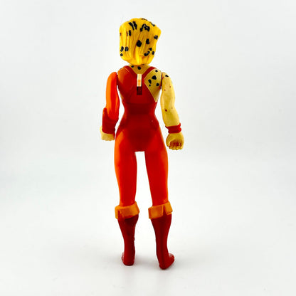 Action figure with a red and yellow outfit on a white background