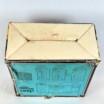 Underside of toy box against white background .