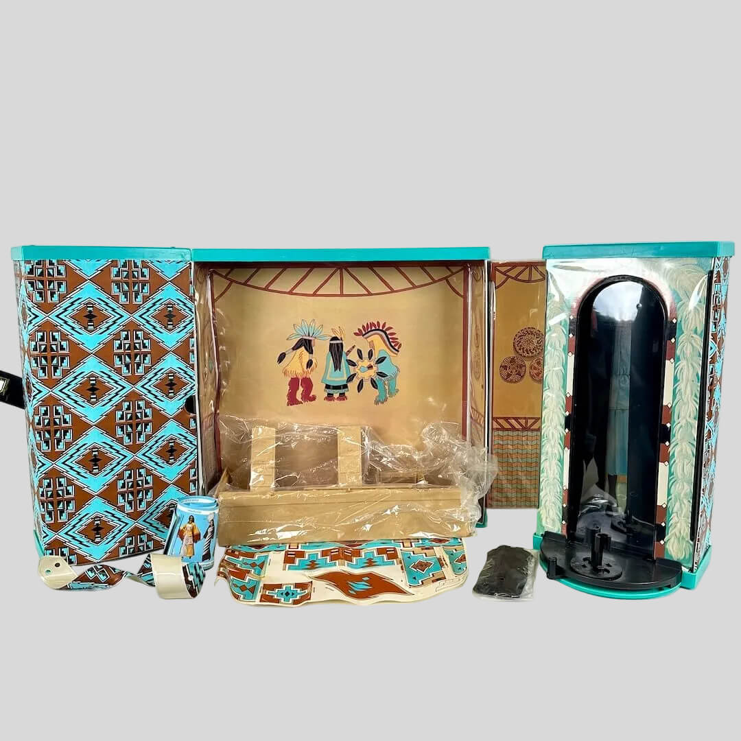 Decorative box with Native American design on a white background