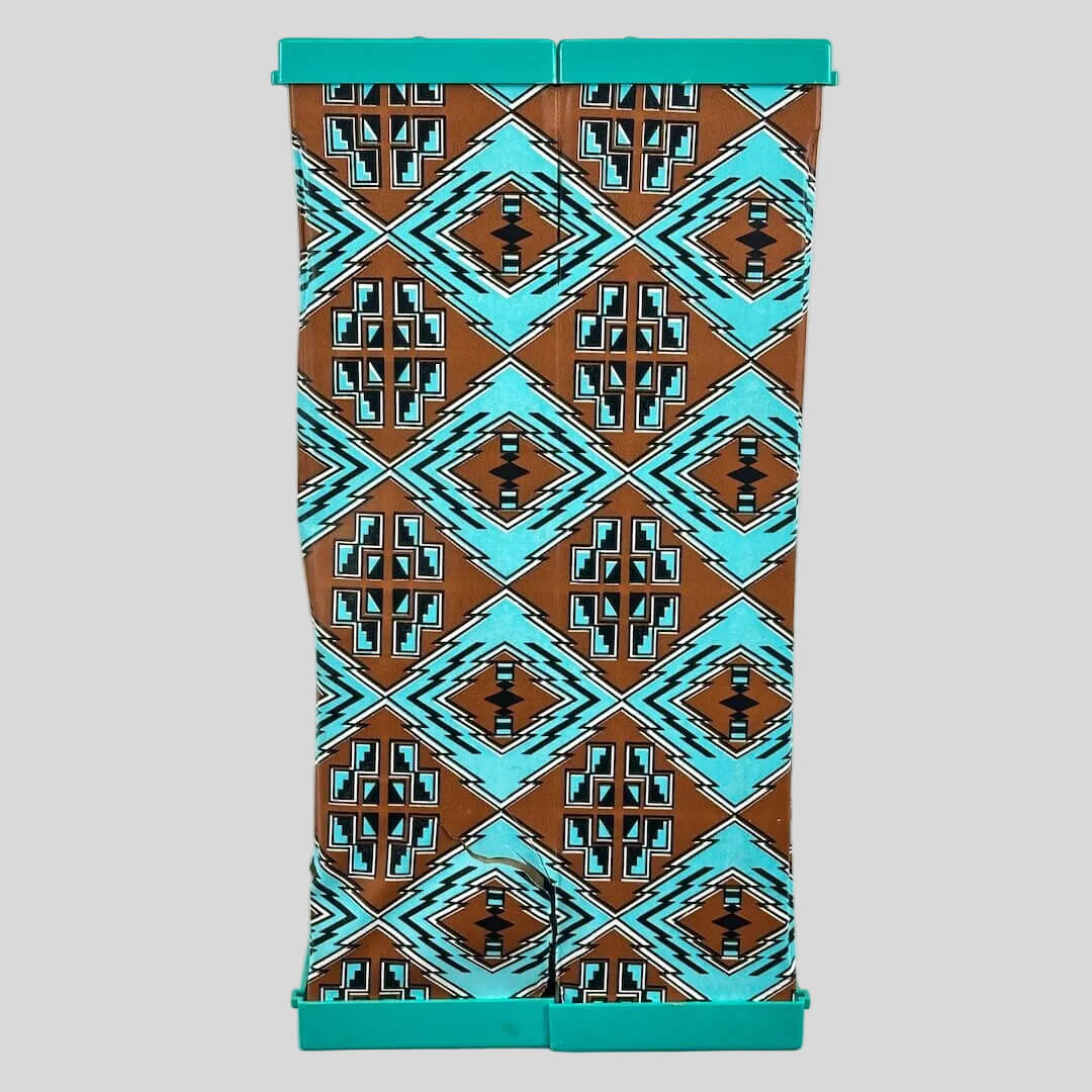 Container with a geometric pattern on a white background