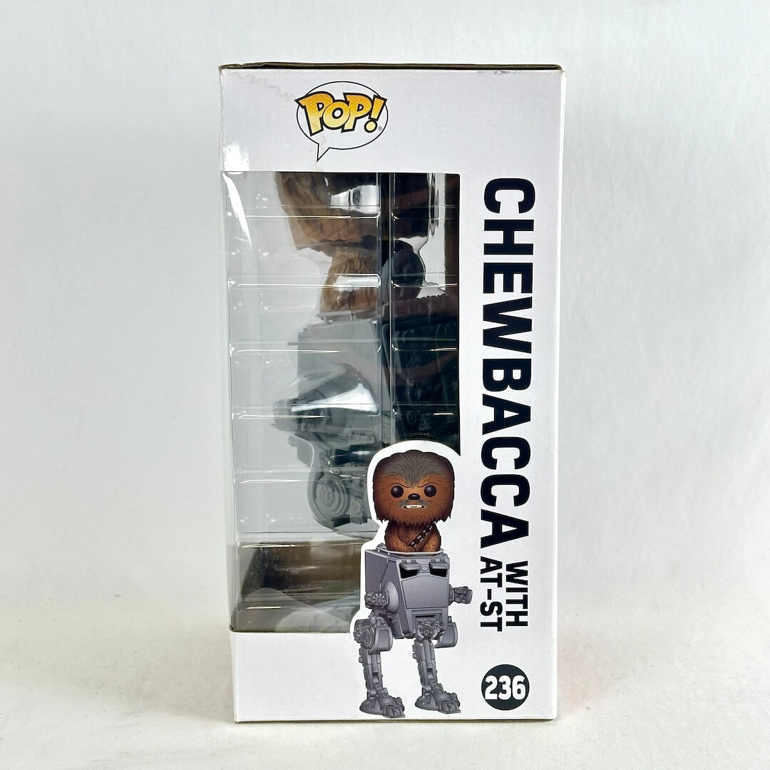 Funko Pop! Chewbacca with AT-ST collectible figure in its original white window box packaging.